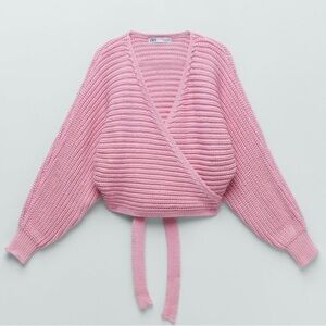 ZARA BNWOT pink knit wrap sweater